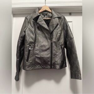 🔥 Metallic MOD X Faux Leather Bomber Jacket - Size Medium